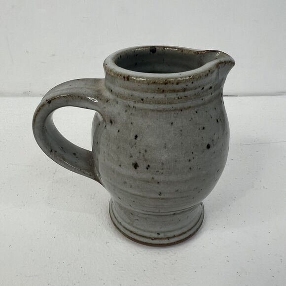 Vtg Signed Studio Art Pottery Stoneware Salt Glazed Cobalt Leaf Feather Design - Picture 4 of 10